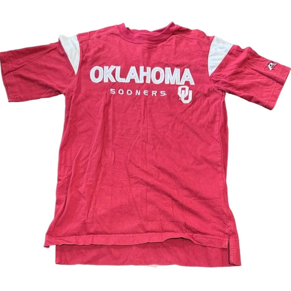Oklahoma Sooners NCAA Pro Player Crimson Red Embroidered Shirt‎ Mens Small w1